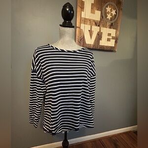 Joules Harbor Navy & White Striped Boat Neck Top